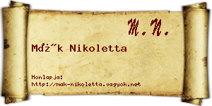 Mák Nikoletta névjegykártya